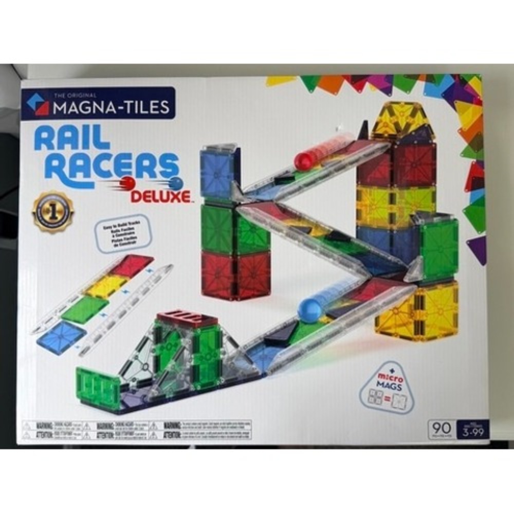 Magna-Tiles Rail Racers Deluxe 90pc Magnetic Building Track Set Toy Kids NEW